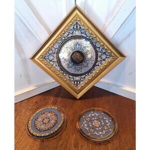 Framed Glass Islamic Wall Art Decor Studyo Soykan Plus 2 Single Glass Medallions